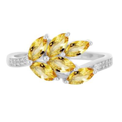 BUY 925 SILVER NATURAL CITRINE GEMSTONE LEAF RING